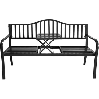 Metall Gartenbank 2in1 mit Tisch - 150cm - 3-Sitzer Park Garten Balkon Sitz Bank