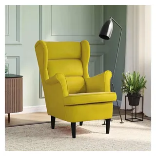 vidaXL Sessel Samt 81 x 96,5 x 90 cm senfgelb