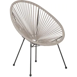 Beliani Rattanstuhl Gartenstuhl 70 x 90 x 87 cm hellgrau/schwarz