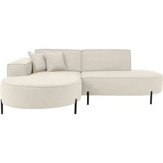 WFL GROUP Eckcouch Chenille 3-Sitzer Creme