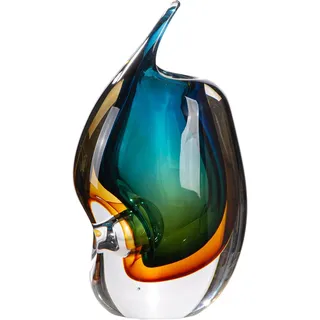 Gilde Vase Dario aus Glas - glänzend - blau/braun/grün/klar - Höhe 24cm x Breite 13cm - wasserdichte Glasvase
