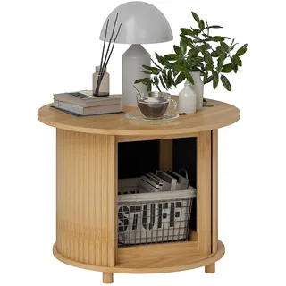 Homcom Runder Couchtisch Beige Bambus Ø60 x 45 cm