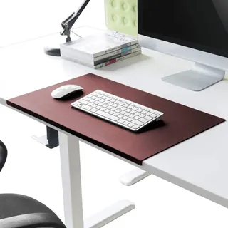 Schreibtischunterlage mit Kantenschutz gewinkelt / 90° abgewinkelt Rutschfeste Weichem Leder Schreibunterlage Mausunterlage für Büro Hause Office Laptop PC Pad, 80 x 40 cm, Rot