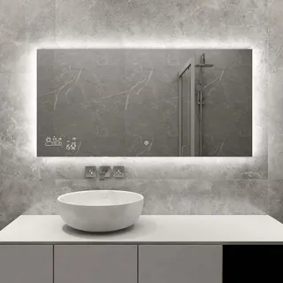 Heidenfeld Spiegel Infrarotheizung | HF-HS200 mit Touchpanel - 10 JAHRE GARANTIE - 350 Watt - 100 x 60 cm - WiFi Badspiegel - Badezimmerspiegel - Infrarot Heizung Spiegel - Wandheizung