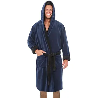 Bademantel Sauna Herren Frottee - Nachtwäsche Mit Taschen Flanell Aus Baumwolle Fleece Schnelltrocknend Kuschel Plüsch Flauschig Warm Und Kuschelig Saunamantel Weich Leicht Weicher Morgenmantel