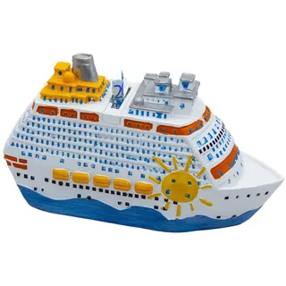 Spetebo Spardose Spardose in Form eines Kreuzfahrtschiffes, (20 x 11 cm, 1-tlg., mehrfarbig), Originelle Reisekasse aus Polyresin