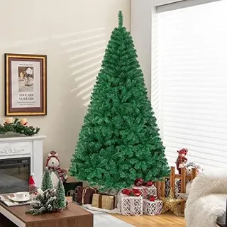 GIANTEX Künstlicher Weihnachtsbaum 210 cm, Ø122cm Tannenbaum Künstlich Grün | 950 flammhemmenden PVC Spitzen, Kunstbaum Dekobaum Weihnachten mit PVC Nadeln & Metallständer, dichte Zweige, Christmas Tree