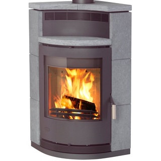 Fireplace Kaminofen Lyon Speckstein, 8,8 kW, Zeitbrand, Eckofen grau