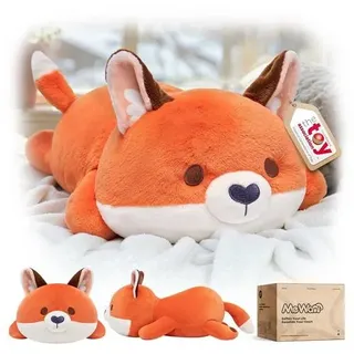 Mewaii Fuchs Kuscheltier Kawaii Fuchs Plüschtiere,Süßes Stofftiere Fuchs Plüschkissen,Squishy Plushies,Kuschelkissen für Jungen und Mädchen(33 c