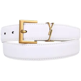 SUBLXPoten Gürtel Damen Damengürtel, eleganter schmaler Taillengürtel for Kleid, schmaler Gürtel, goldene Schnalle(Color:White Gold Buckle)