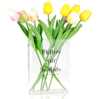 Vase Tulpenvase Book Vase Büchervase Acryl- Buchblumenvase Transparente Klare Handgemachte Vase für Blumenarrangements Heimdekoration