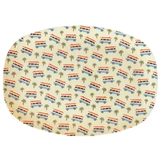 rice Plastikteller RICE Teller - Bus & Palmen Print, Melamin, Rund Ø 25 cm