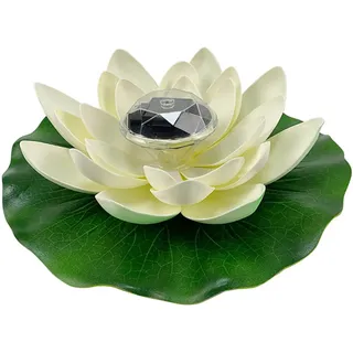 Yeehliny Lotusblüten-Licht, künstliche schwimmende Lotusblumen, Solar-Licht, Solar Lotusblüte, Pool Schwimmender Künstlicher Lotus Laterne, Solarleuchte, Teich Dekoration (1PC-Weiß)