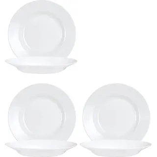 Teller tief 22cm Everyday Opalglas 6 Stück - Weiß
