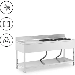 Royal Catering Spültisch 2 Becken Edelstahl 180 x 60 cm - Spültische Royal Catering