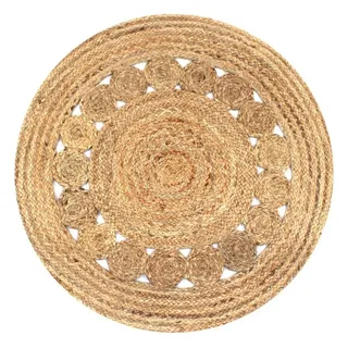 furnicato Teppich Geflochtener Juteteppich rund 90 cm Natur