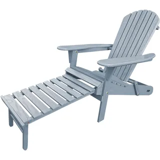 AXI Alexa Adirondackstuhl aus Holz in Warm Grau mit Fußteil | Gartenstuhl & Adirondack Loungestuhl mit Fußstütze, Klappbar, Wetterfest, FSC Hemlockholz, Maße 147 x 79 x 89 cm