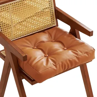 Leder Stuhlkissen 40x40/45X45 Sitzkissen Schwarz/Braun Outdoor Indoor- Wasserdichte Sitzpolster für Sitzauflage Matratzenkissen Sesselkissen Dicke Polsterung Bodenkissen(M3,40X40X7CM(16X16X3IN))