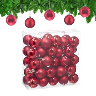 Relaxdays Weihnachtskugeln 50er Set Rot,Silber
