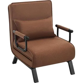 Woltu Schlafsessel 3 in 1 Leinen 65 x 78 x 75 cm Braun mit Kissen