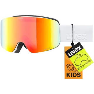 uvex pwdr FM - stylische, verspiegelte Skibrille mit weitem Sichtfeld und Anti-Fog-Beschichtung mit ausgewachsenen Features für Kinder - black matt/green-clear - one size