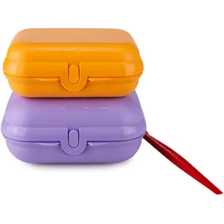 Tupperware Eco+ Großer Twin (gr.3) lila + Kleiner Twin (gr.2) orange (inkl. Orangenschäler)