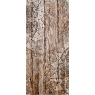 wandmotiv24 Türtapete Holzwand mit Mandalas 90 x 200cm (B x H) - Dekorfolie selbstklebend Sticker für Türen, Türfolie, Aufkleber, M0722