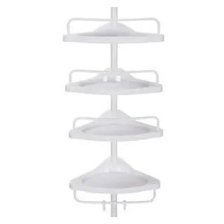 Songmics Duschablage BCB001A, weiß, zum Klemmen, Eckregal, Kunststoff, 35 x 85-305 cm