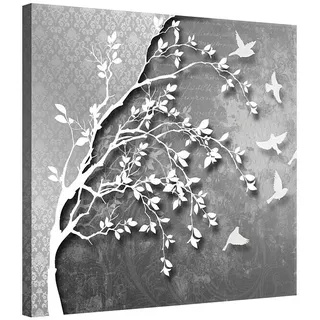 Leinwandbild  (Baum & Vögel, B x H: 40 x 40 cm)