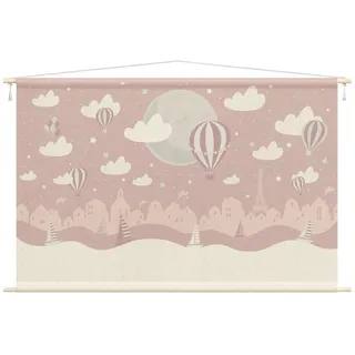 Bilderdepot24 Wandteppich Mädchenzimmer modern Sterne rosa, rechteckig, Höhe: 2.6 mm, großes Wandbild aus Natur-Baumwolle Wandbehang Stoffbild Tuch Wollseil rosa 205 cm x 137 cm x 2.6 mm