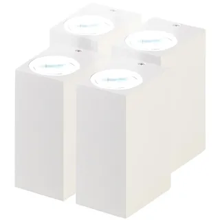 Lunartec Esszimmer Lampe: 4er-Set Eckige Up-/Down-Wandleuchte, 2x GU10-Fassung, IP44, Alu, weiß (Up and Down Lampen außen GU10, Fassadenlampen außen)