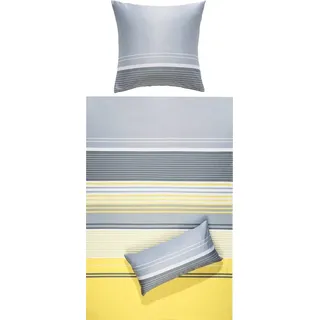 Erwin Müller Mako-Satin Gestreift Gelb/Grau 135 x 200 cm + 40 x 80 cm