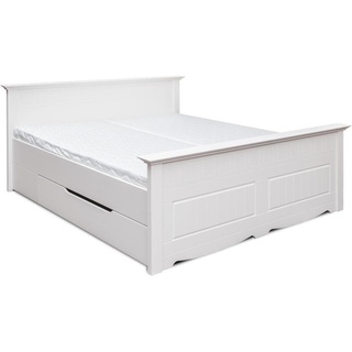 JVmoebel Bett Bett Polster Design Holzbetten Doppel Betten Weiß 180x200 Landhaus weiß