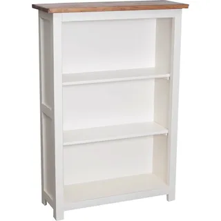 Kleines Landhaus-bücherregal Aus Massivem Lindenholz Mit Weiß Antikisierter Oberfläche, L68xpr25xh98 Cm. Made In