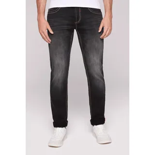 Regular-fit-Jeans CAMP DAVID, Herren, Gr. 36, Länge 32, schwarz, Sweatware, Material: 68% Baumwolle, 16% Polyester, 14% Lyocell, 2% Elasthan, Zusatz: Enthält nichttextile Teile tierischen Ursprungs (Badge), Abriebeffekte, regular fit, Jeans, mit Bleaching-Effekten