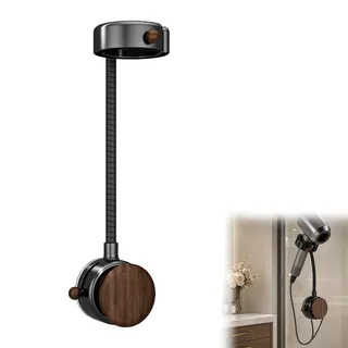 Fönhalter Ohne Bohren, Föhn Halterung, 360° Drehbarer Fönhalter mit Saugnapf zur Wandmontage, Föhnhalterung Bad Ohne Bohren, Handsfree Föhnhalter mit Kabelaufbewahrung für die Meisten Haartrockner
