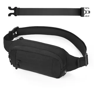 Cozary Bauchtasche Herren und Damen - Stylische Gürteltasche mit Verlängerungsgurt - 4 Fächer jeweils mit Reißverschluss - Ideal für Outdoor-Aktivitäten wie Sport, Laufen, Wandern