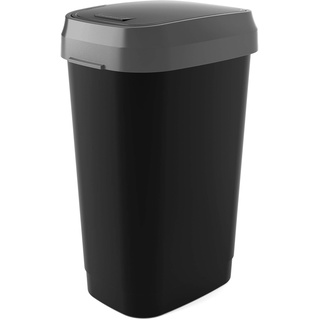 CURVER KIS DUAL SWING Abfallbehälter, Kunststoff, schwarz/grau, 50 Liter ,