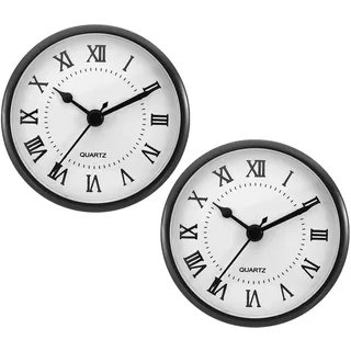 PATIKIL 90mm Quarz Uhrwerk Wanduhr, 2 Stück Stille Römische Ziffern Kaminuhren, Ersatz für Tischuhr, Stehuhr, Standuhr (Schwarz/Weiß Stil 3)