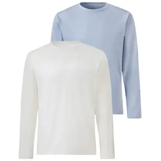 John Devin Langarmshirt mit Slub-Garn Struktur (2er-Pack) Longsleeve aus leichter, strukturierter Baumwollqualität blau|weiß XL (56/58)