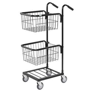 Kongamek Mini- Servierwagen In Schwarz Mit 2 Körben 415x355x220mm Ohne Bremse