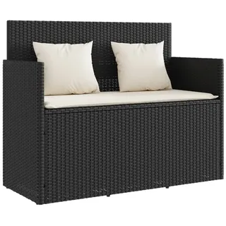 furnicato Gartenbank aus PE-Rattan Schwarz 120x50x90,5 cm mit Stauraum schwarz