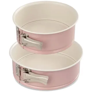 Dr. Oetker 9924650 Springform, zweifarbig, Springform, Retro-Kuchenform, Keramikbeschichtung, runde Form, Edelstahl, Keramik, Rosa, 18 und 20 cm