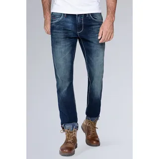 Regular-fit-Jeans CAMP DAVID, Herren, Gr. 32, Länge 36, blau, Denim/Jeans, Material: 99% Baumwolle, 1% Elasthan, Zusatz: Enthält nichttextile Teile tierischen Ursprungs, leichte Abriebeffekte, regular fit, Jeans, mit Kontrast-Riegel