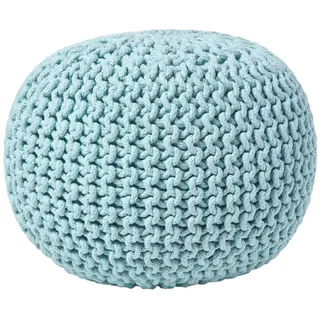 STRICK-POUF pastellblau, 40/40/35 cm