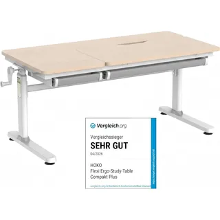 HOKO Kinderschreibtisch höhenverstellbar für Kinder ab 6 Jahren, 120x60 cm | Schreibtisch Kinder mit 80x40 cm neigbare Tischplatte, 2 Schubladen, Verstellbar 54-76cm, für Kinderzimmer, Holzoptik, CELIN