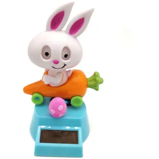 ISAKEN Solar Wackelfigur Hase Auto Solarbetriebene Wackelfigur Solarfigur, Solar Wackelfiguren für Auto, Figur als Dekoration für Armaturenbrett, Fensterbank, Hutablage