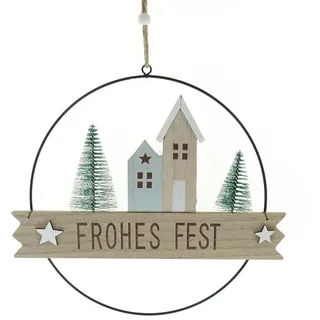 Riffelmacher Weihnachts-Türkranz Häuser & Bäume "Frohes Fest", Ø 21 cm