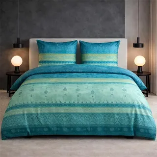 Traumschlaf Mako-Satin Bettwäschegarnitur Amara Kissenbezug einzeln 40x80 cm | türkis - blau