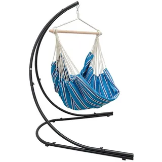 AMANKA Hängestuhl Hängestuhlgestell HSG-153 mit Hängestuhl HMG-40, 185 x 130 cm Hängesitz für Kinder und Erwachsene - 360° Relaxsessel blau